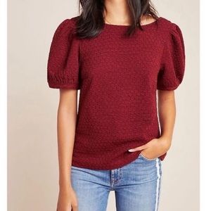 Anthropologie Textured Puff Sleeve Top by Porridge Sz S EUC